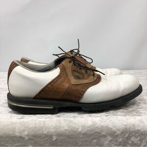 Mens FootJoy Gel Fusion Golf Shoes Saddlle White Brown Leather 59880 Size 9.5M
